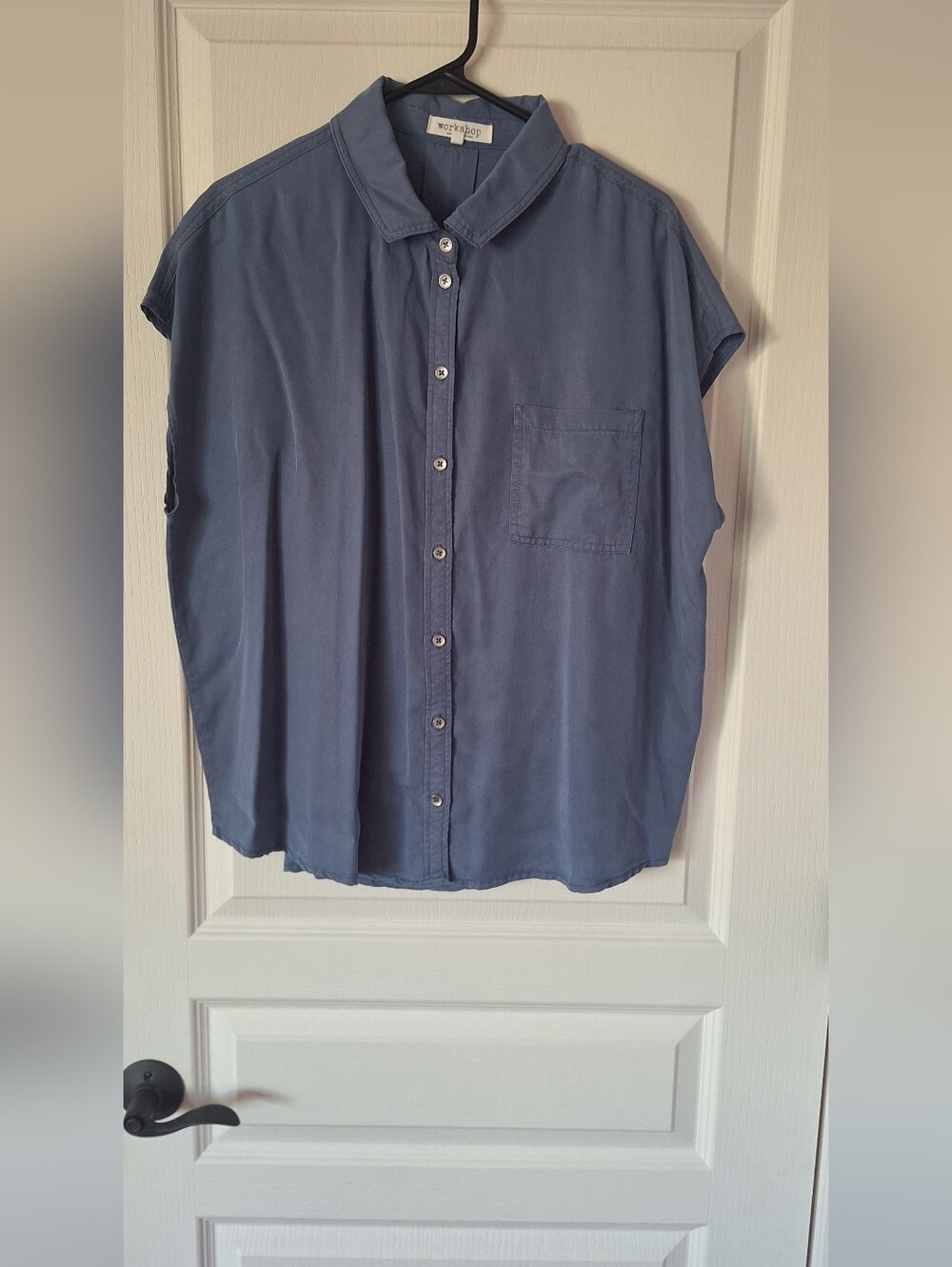 Workshop Republic Clothing Steel Blue Button-Up Top
